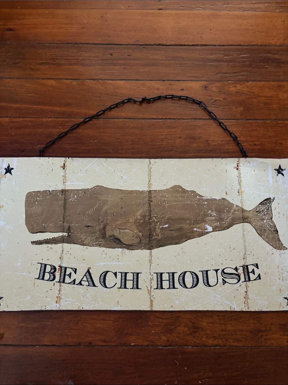 Avery Tillman Beach House Whale Metal Wall Sign - Brown and Cream